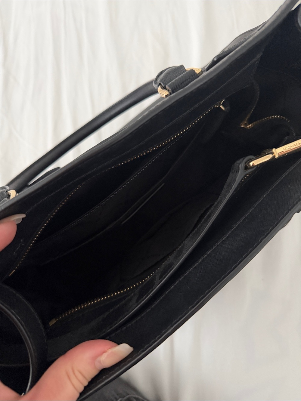 Michael Kors Black Saffiano Satchel with Gold Hardware - Picture 4 of 12